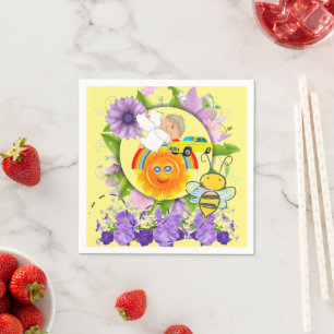 Guardanapos de Papel, Anjo Bebê Amarelo Floral