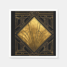 Guardanapos de papel Art Déco preto e dourado