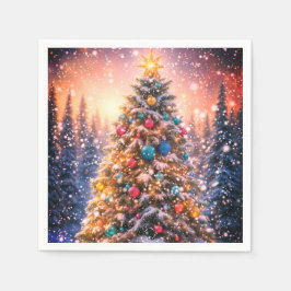 Guardanapos de papel Árvore de Natal com neve