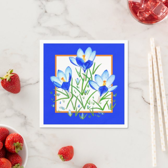Guardanapos de papel azul e branco de flores de Cr (Insitu)