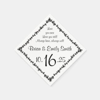 Guardanapos de papel branco preto personalizáveis