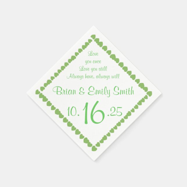 Guardanapos de papel branco verde personalizáveis (Canto)
