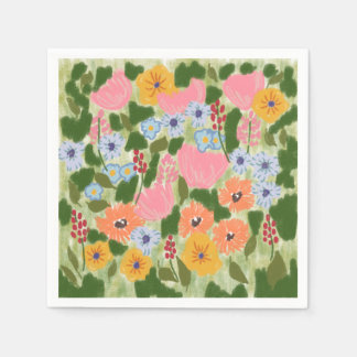 Guardanapos de papel coloridos com flores silvestr