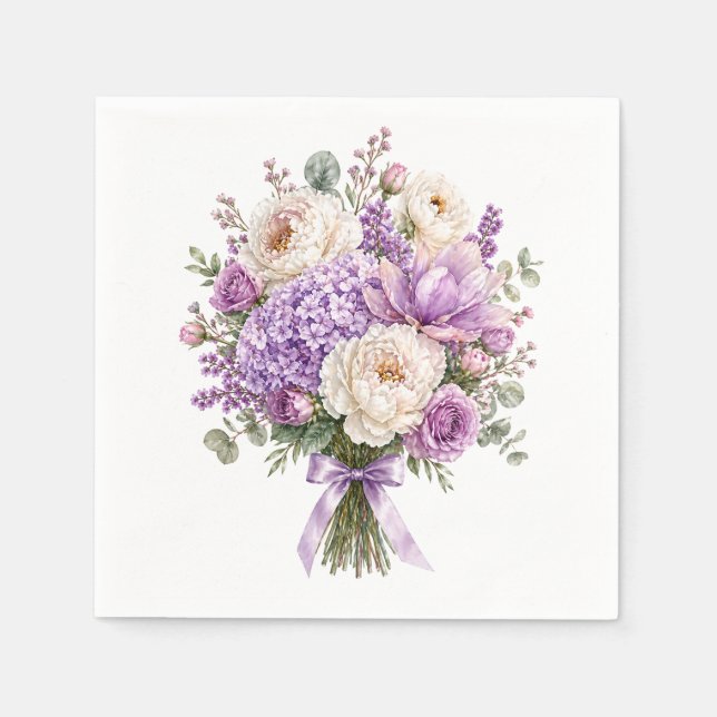 Guardanapos de papel com buquê floral (Frente)