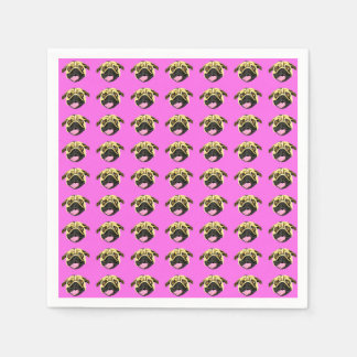 Guardanapos de papel com estampa de pug rosa