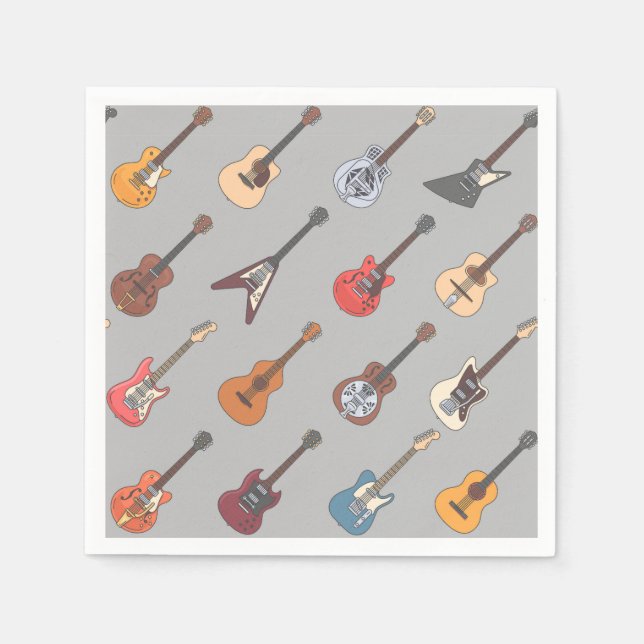 Guardanapos de papel com guitarra, Suprimentos par (Frente)