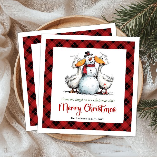 Guardanapos de papel com humor de Natal Gansos Exc (Christmas Quirky Silly Geese Humor Paper Napkins)