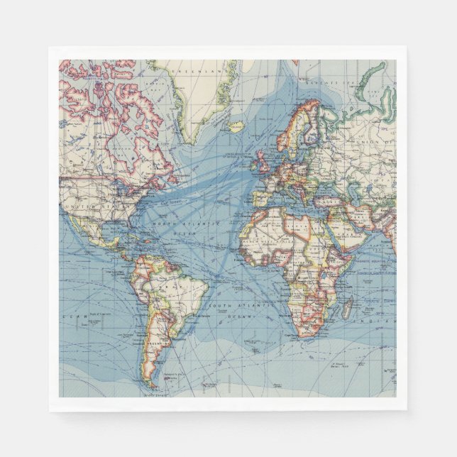 Guardanapos de papel com mapas antigos (Frente)