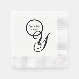 Guardanapos de Papel com Monograma Branco Preto Pe