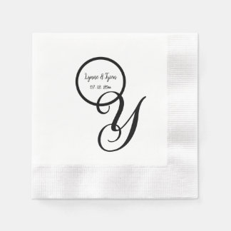 Guardanapos de Papel com Monograma Branco Preto Pe