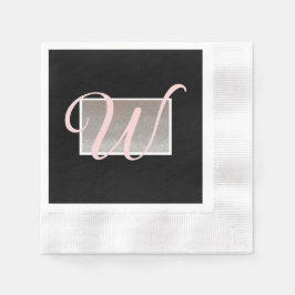 Guardanapos de papel com monograma elegante preto