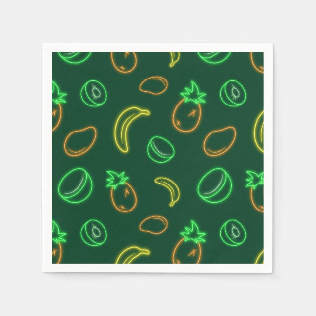 Guardanapos de papel com padrão de frutas tropicai (Frente)