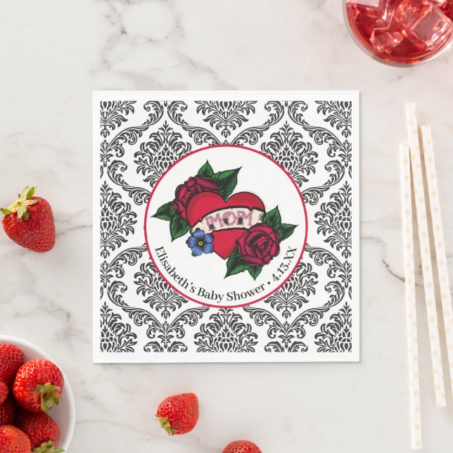 Guardanapos de papel com tatuagem de mãe vintage (Insitu)