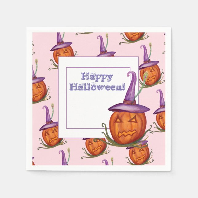 Guardanapos de papel de abóbora de Hal;loween (Frente)