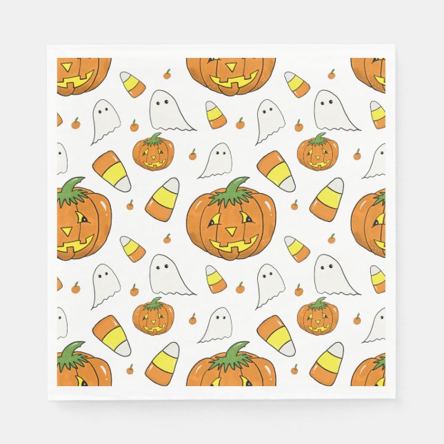 Guardanapos de Papel de Abóbora de Halloween Fofos (Frente)