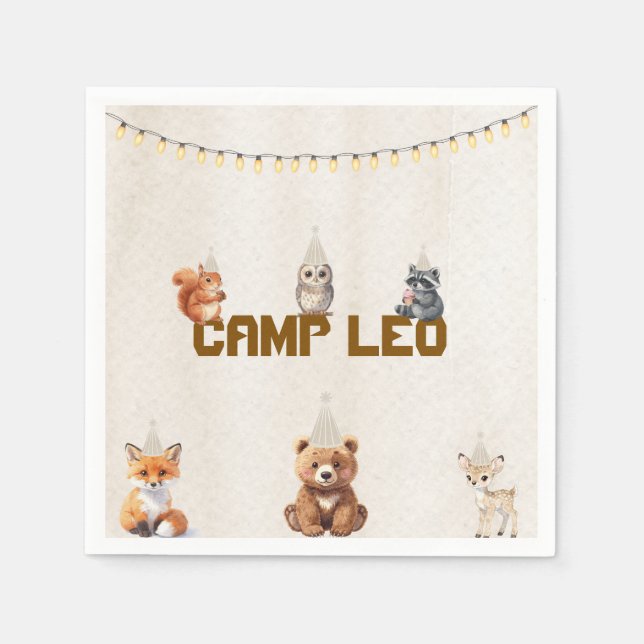 Guardanapos de papel de aniversário com tema de an (Frente)