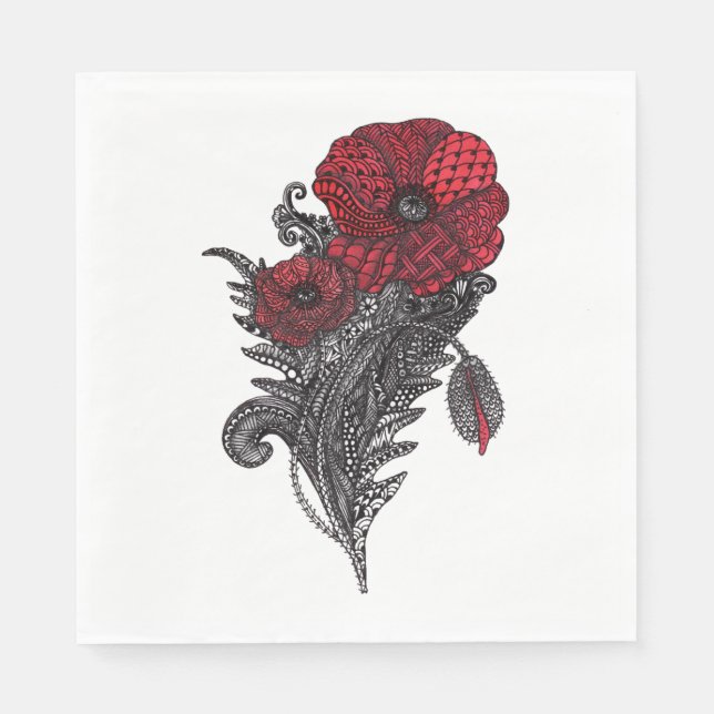 Guardanapos de papel de arte de linha botânica de  (Frente)