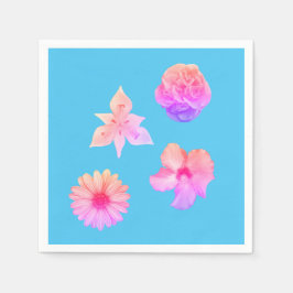 Guardanapos de papel de buquê de flores pastéis