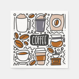 Guardanapos de papel de café, festa de latte espre
