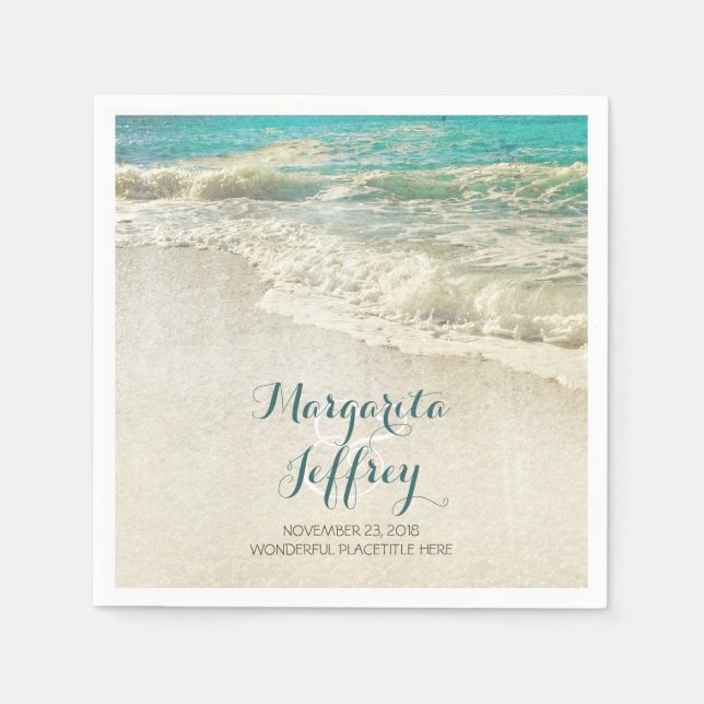 Guardanapos de papel de casamento da praia Vintage (Frente)