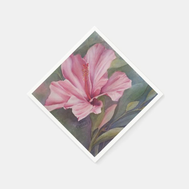 GUARDANAPOS DE PAPEL DE FLOR DE HIBISCO ROSA (Canto)