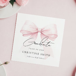 Guardanapos de papel de formatura com laço rosa