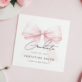 Guardanapos de papel de formatura com laço rosa