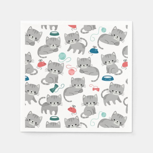 Guardanapos de papel de gato, festa de gatinho (Frente)