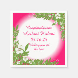 guardanapos de papel de graduação em hibisco rosa 