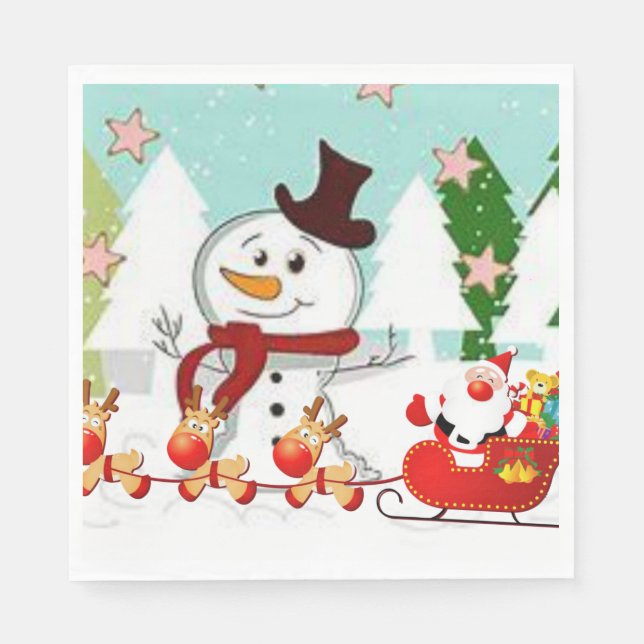 Guardanapos de Papel de Natal, Boneco de Neve (Frente)