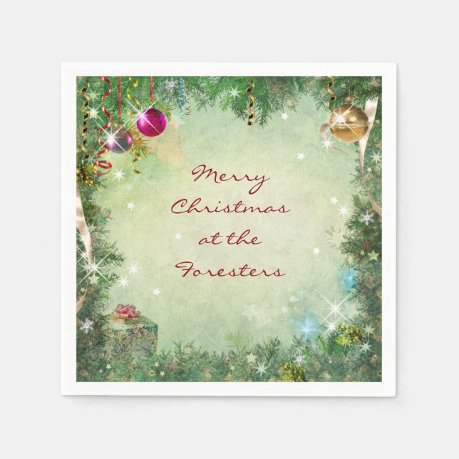 Guardanapos de papel de Natal personalizáveis (Frente)