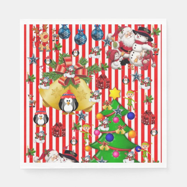 Guardanapos de Papel de Natal, Pinguim Feliz Natal (Frente)
