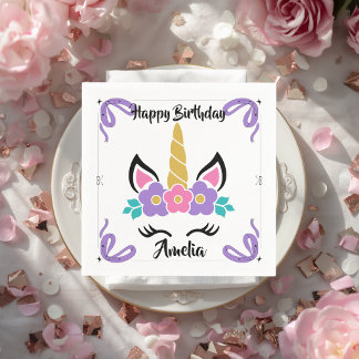 Guardanapos de papel de unicórnio personalizados F