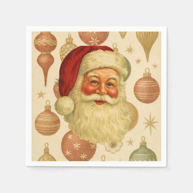 Guardanapos de papel do Papai Noel vintage (Frente)