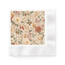 Guardanapos de papel Elegant Fall Floral Plaid par