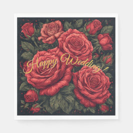 Guardanapos de papel "Feliz Casamento" Rosas Elega
