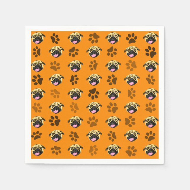 Guardanapos de Papel Festa Pug Laranja Impressão d (Frente)