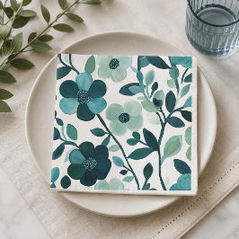 Guardanapos de papel floral botânico azul elegante