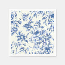 Guardanapos de Papel Floral Chinoiserie, Azul Bran