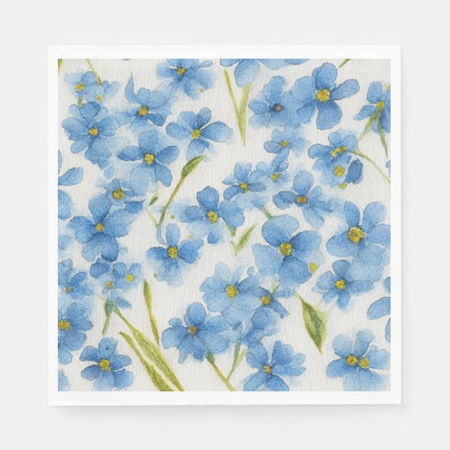 Guardanapos de papel floral de aguarela não me esq (Frente)