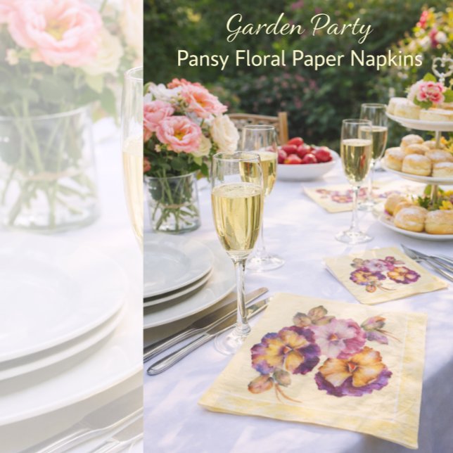Guardanapos de Papel Floral Pensée (Conjunto de 50 (Elevate Your Table with Floral Elegance. Pansy Garden Party Napkins
Designed for Entertaining)