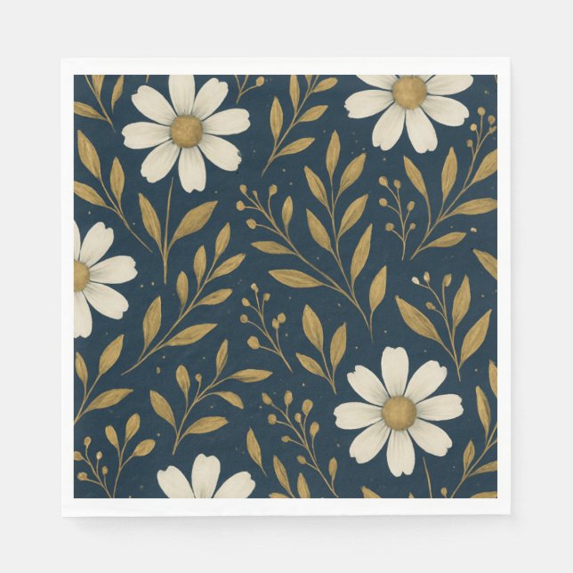 Guardanapos de papel Frost & Gold Daisies (Frente)