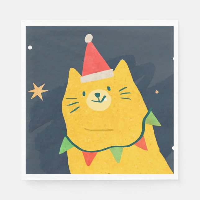 GUARDANAPOS DE PAPEL GATO DE NATAL (Frente)