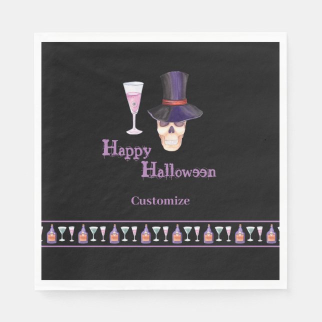 Guardanapos de papel Halloween Caveira com Poções (Frente)