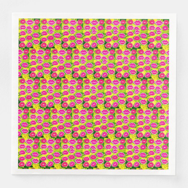 Guardanapos de papel Lips and Kisses Print. (Frente)