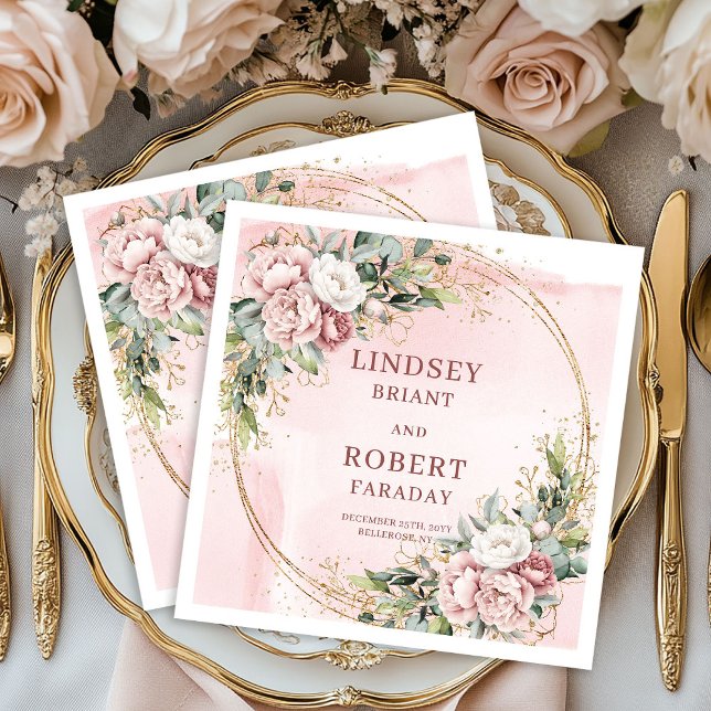 Guardanapos de papel modernos em rosa glitter para (Modern Powder Pink Glitter Wedding Paper Napkins)