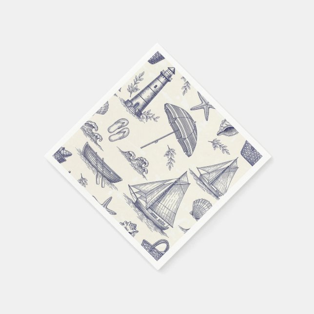 Guardanapos de papel náuticos costeiros vintage (Canto)