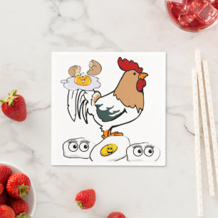 Guardanapos de papel, ovos de frango