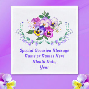 Guardanapos de Papel Pansy, PERSONALIZADOS para Qu