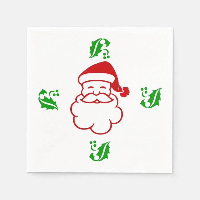 Guardanapos de Papel - Papai Noel e Azevinho (Frente)